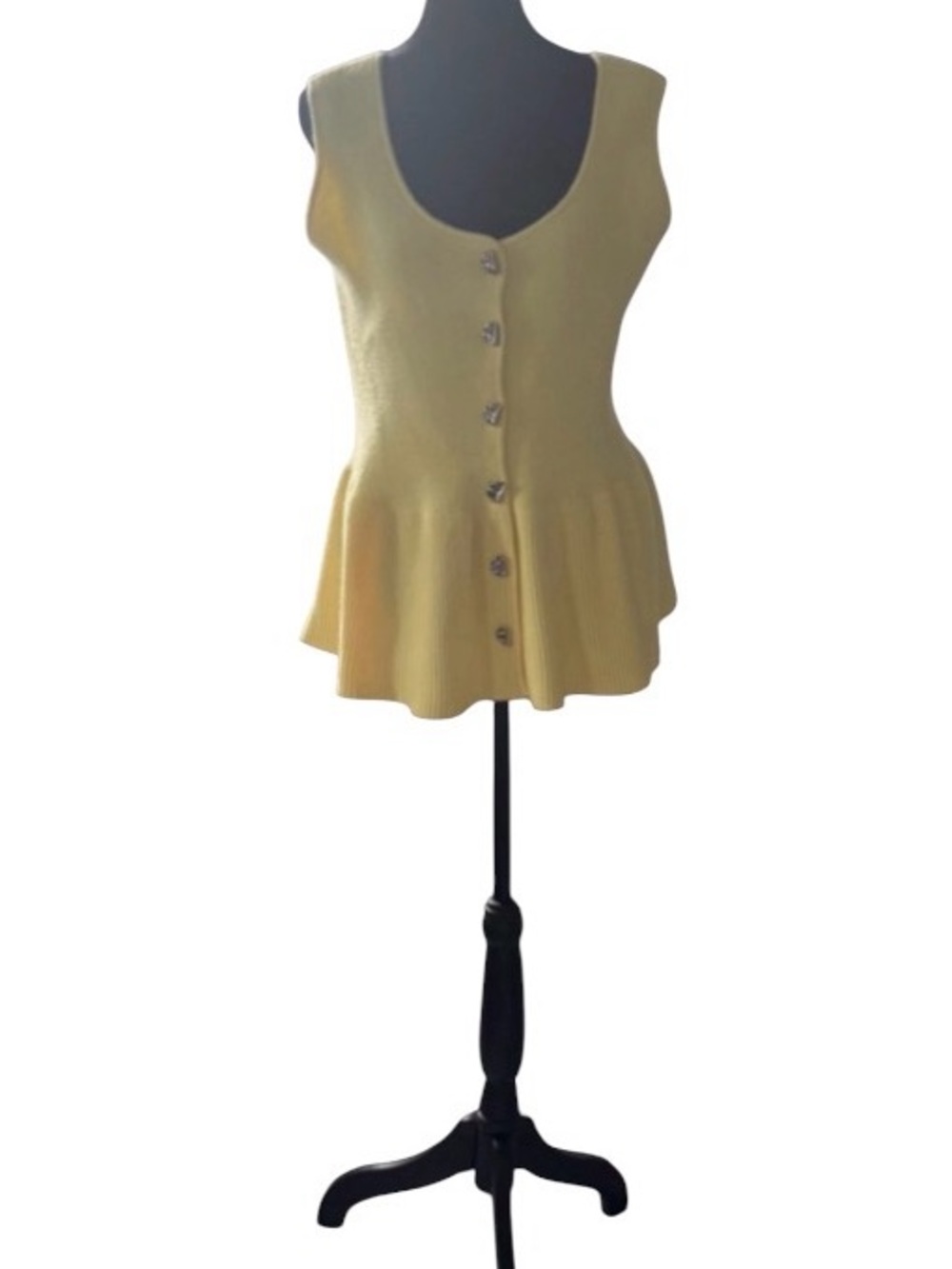 Women's SHE+SKY Yellow Sleeveless Peplum Tank Top, Size L